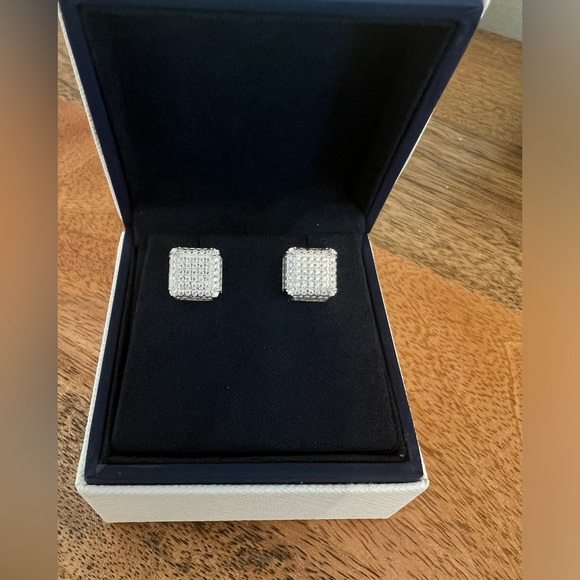 New Moissanite Screw Back Earrings 1.08CT, 18K White Gold Plated Sterling Silver - Picture 6 of 17